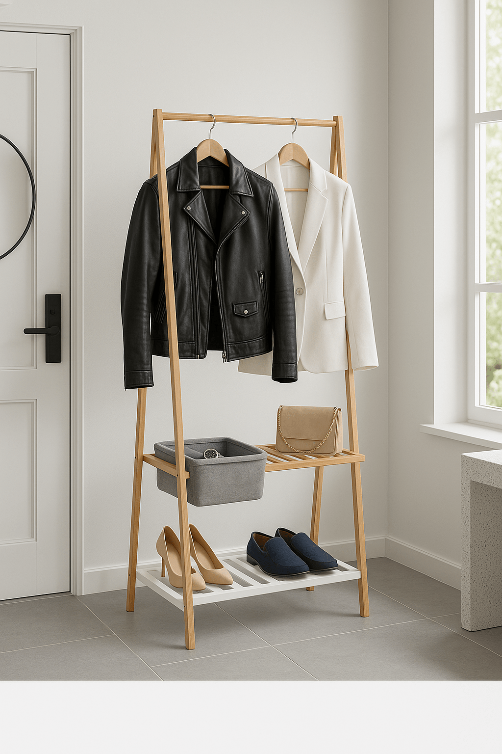 Appendiabiti da Terra in Bambù con Scarpiera - Domopak Living - CSRretail