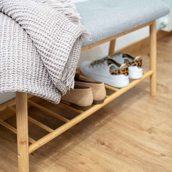 Scarpiera Panca Porta Scarpe Salvaspazio - Vinthera Moa in Legno con Seduta Grigia - CSRretail