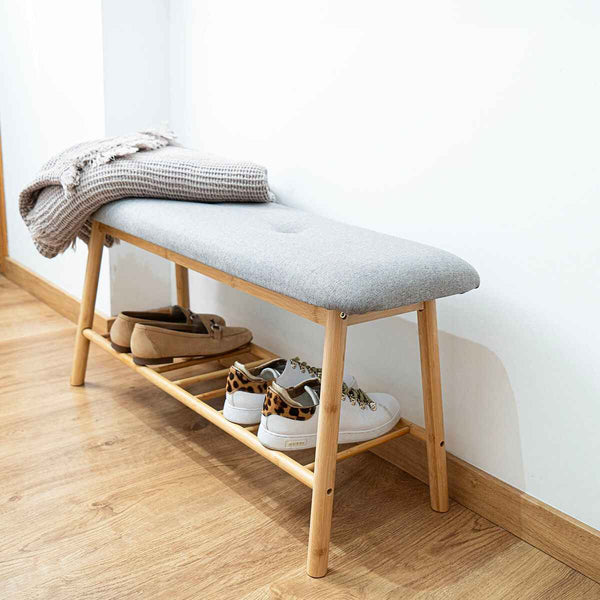 Scarpiera Panca Porta Scarpe Salvaspazio - Vinthera Moa in Legno con Seduta Grigia - CSRretail