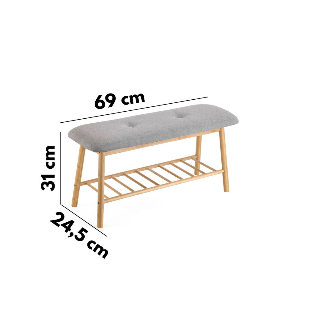 Scarpiera Panca Porta Scarpe Salvaspazio - Vinthera Moa in Legno con Seduta Grigia - CSRretail